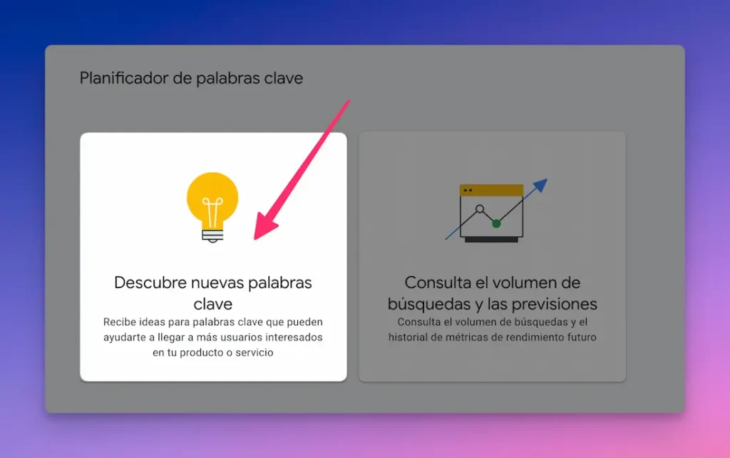 Opciones de Keyword Research en Keyword Planner 2