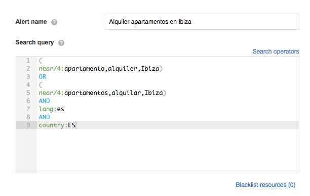 Ejemplo de búsqueda avanzada de menciones con Awario