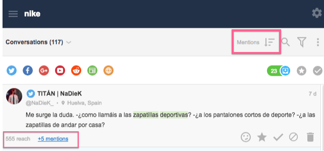 Ordenación de menciones por número