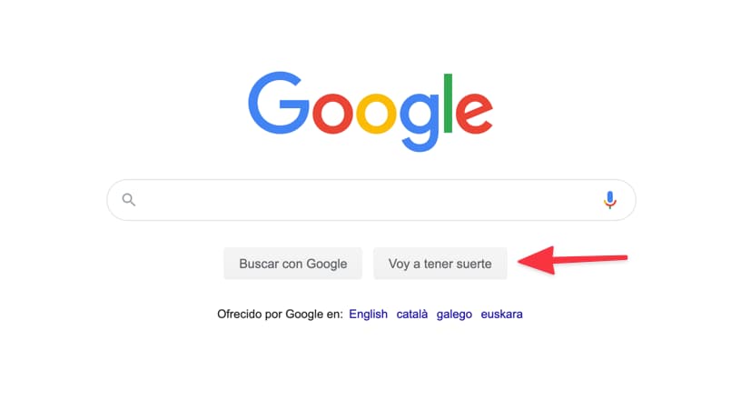 Botón voy a tener suerte en Gogole