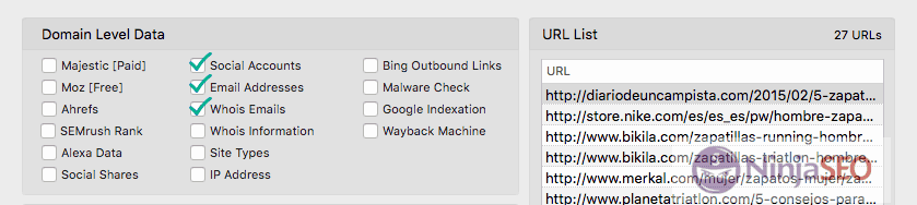 Buscando datos de contacto con URL Profiler