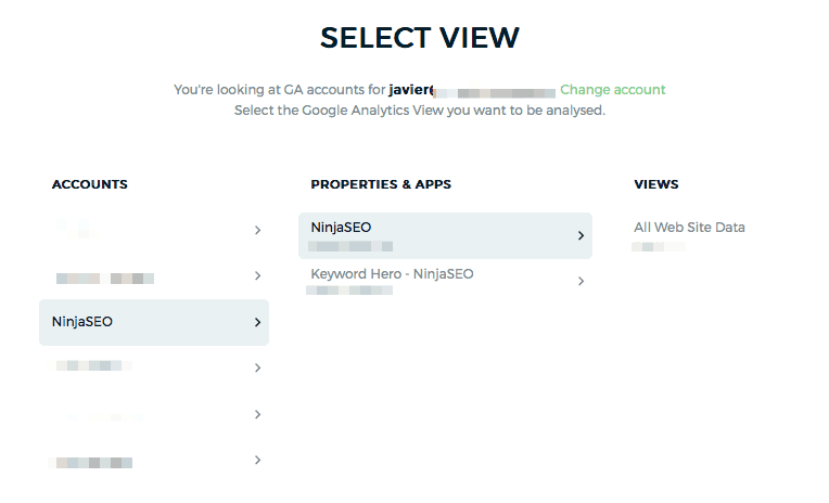 Conecta tu cuenta de Google Analytics con Keyword Hero