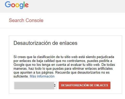 Desautorización de enlaces de Google