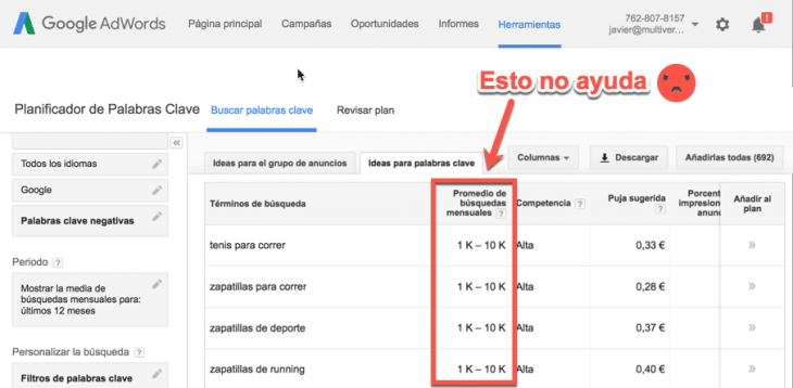 El Planificador De Palabras Clave De Google Y Los Rangos De Busquedas Opt