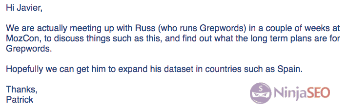 Email de Patrick de URL Profiler