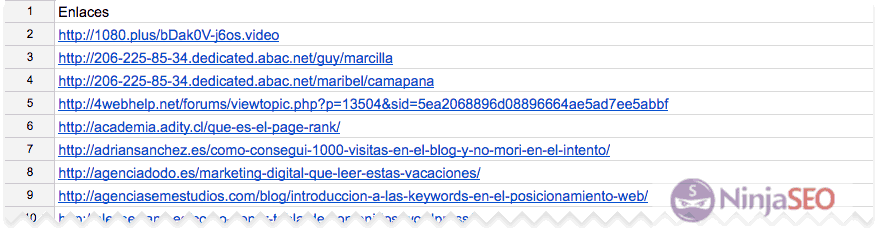 Enlaces a tu sitio capturados de Search Console