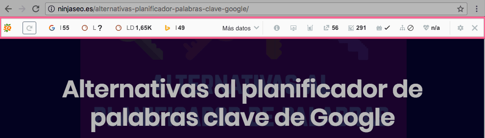 Barra SEObar de SEOQuake