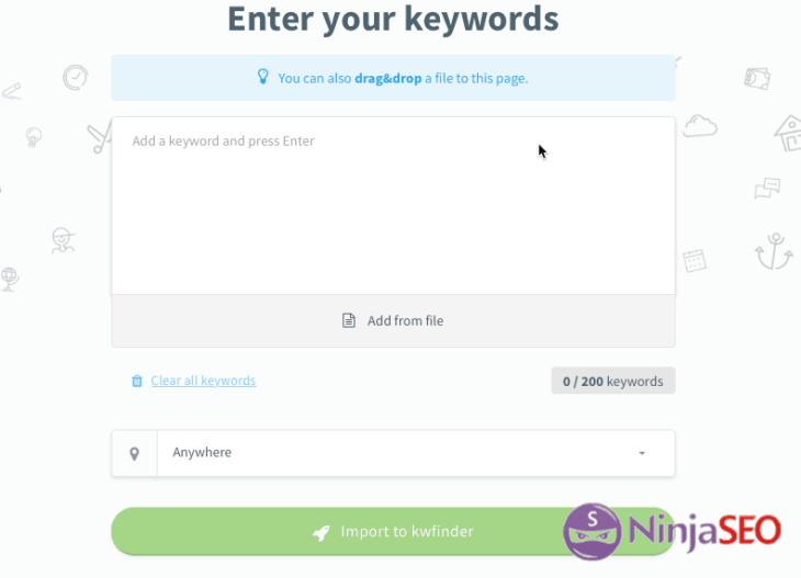 importación de keywords en kwfinder 2 opt