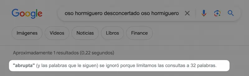 Límite de consulta de 32 palabras en Google