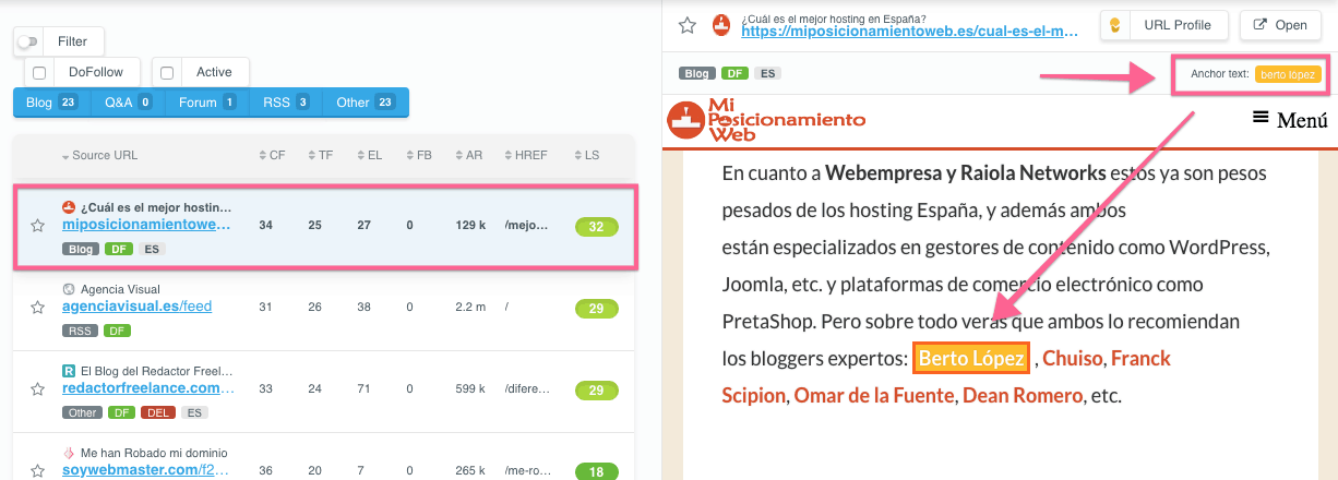 LinkMiner te permite visualizar los enlaces de las páginas directamente en la herramienta