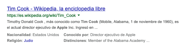 Resultado enriquecido con información personal