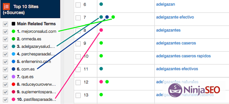 SERPWoo encuentra Keywords relacionadas - NinjaSEO
