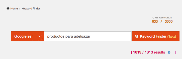 SERPWoo Keyword Finder Google.es Ninjaseo