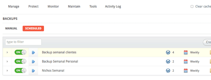 chedule Backups Addon de InfiniteWP