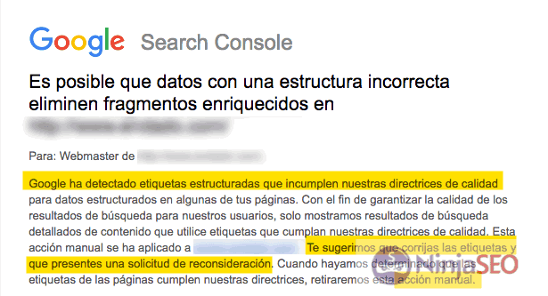 Penalización manual de Google por fragmentos enriquecidos