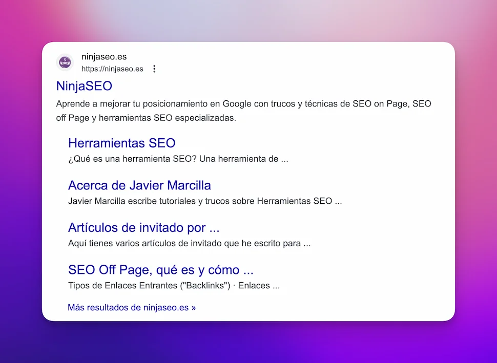 Enlaces de sitio o sitelinks de NinjaSEO