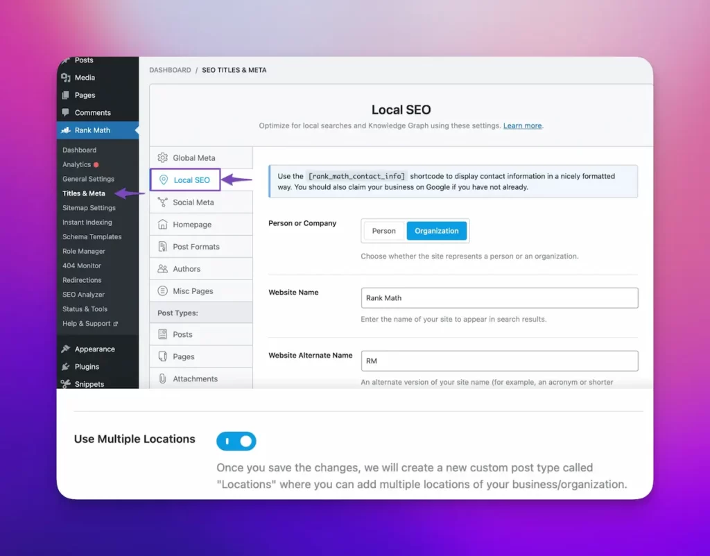 Multiples ubicaciones con Schema usando Rank Math SEO