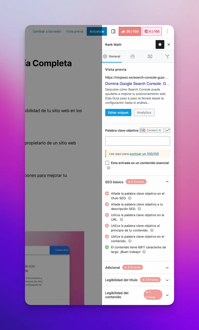 Gestión del SEO General