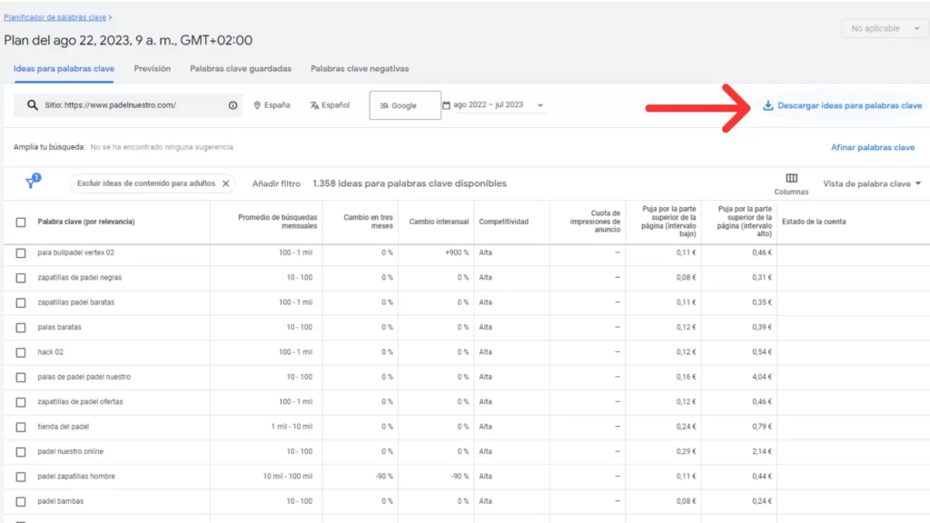 IMAGEN 5   Como hacer estudio de palabras clave   Descargar ideas de palabras clave