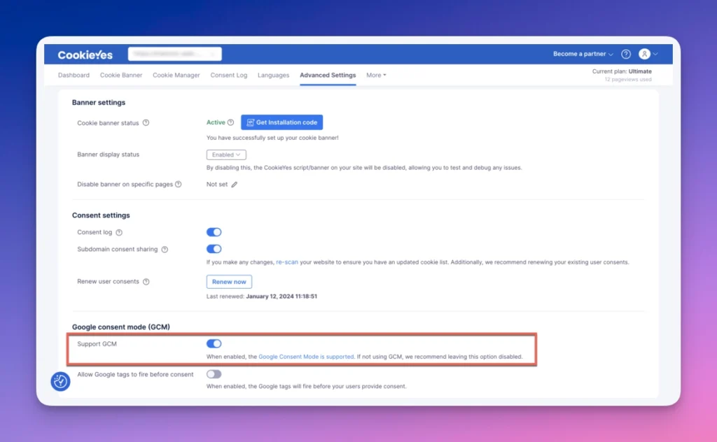 CoookieYes Coogle Consent Mode v2
