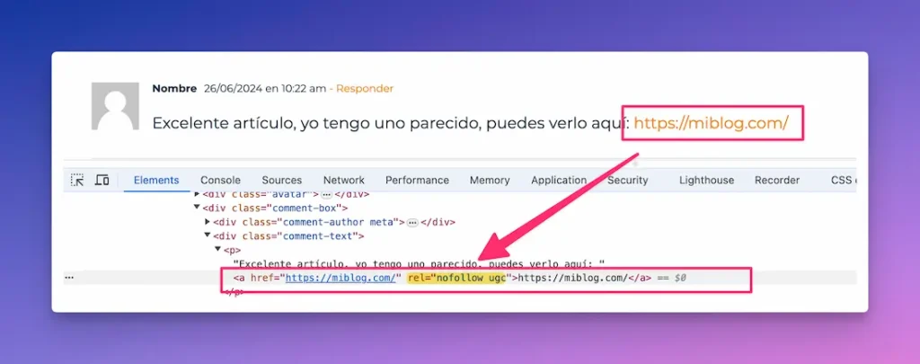Enlace no follow en comentario de blog Link Building
