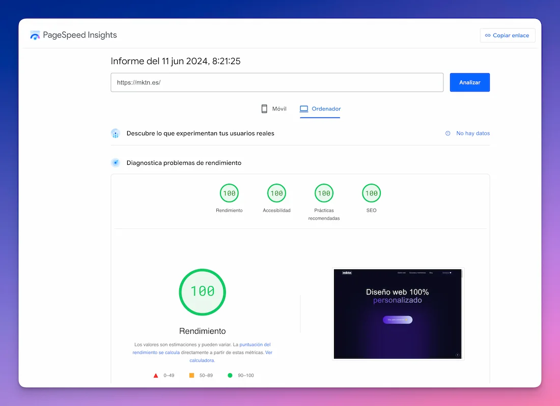 Pagespeed Insights de Google herramienta SEO NinjaSEO op