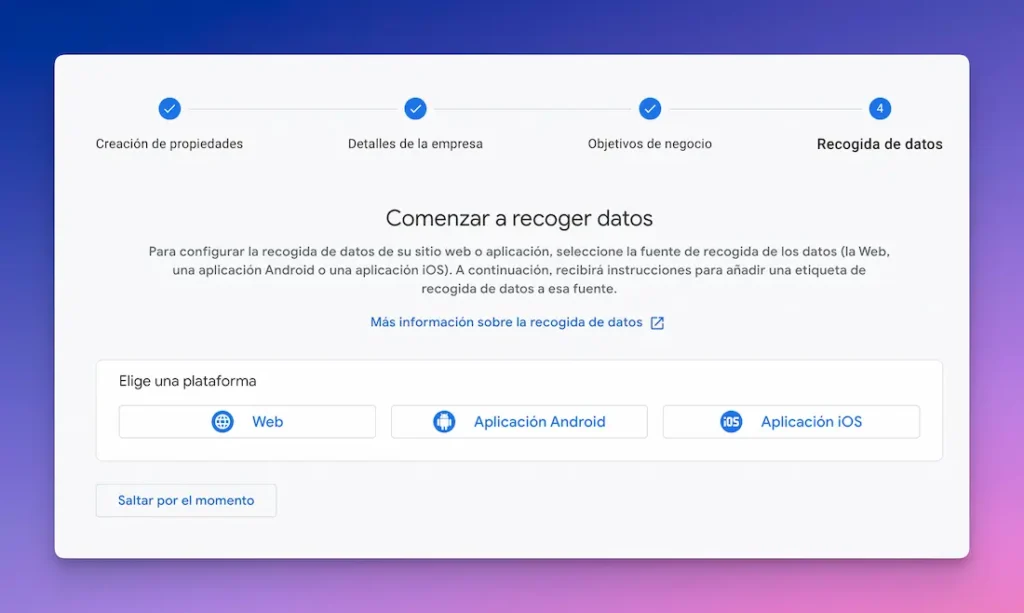 Crear cuenta en GA4 paso 6