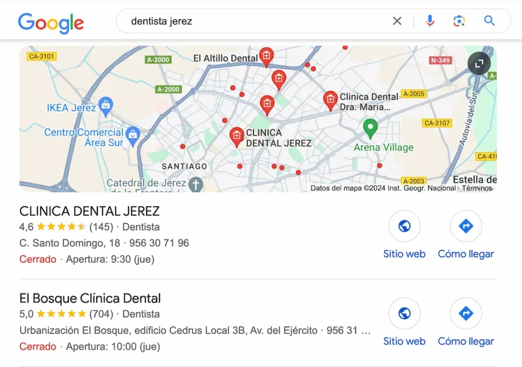 Resultados de busqueda locales en Google