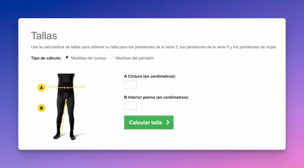 Calculadora de tallas para ecommerce opt
