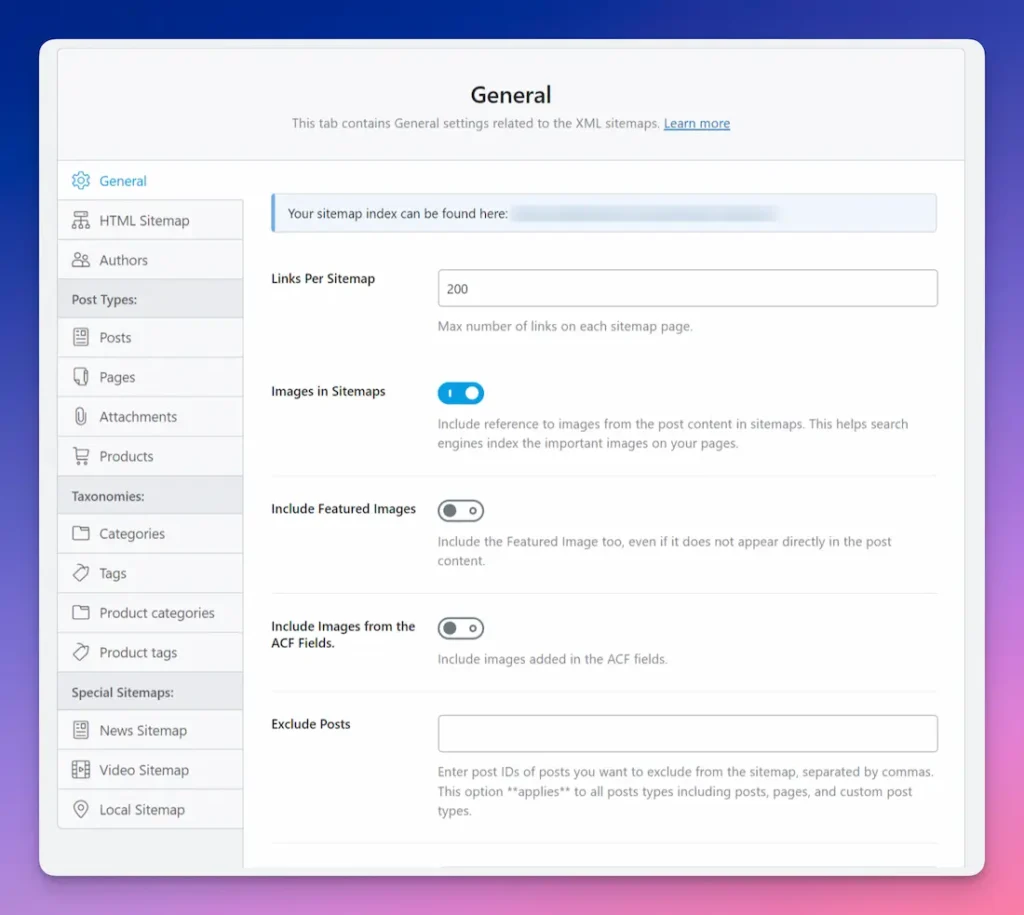 Sitemap en Rank Math